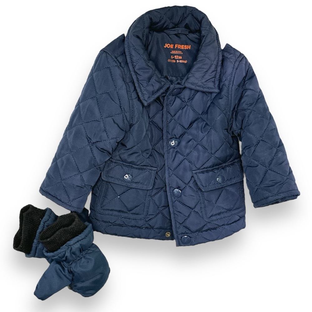 6-12m Quilted Jacket with Matching Mittens